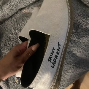 Signature Canvas Flat Espadrilles Saint Laurent barley worn size 7 no box
